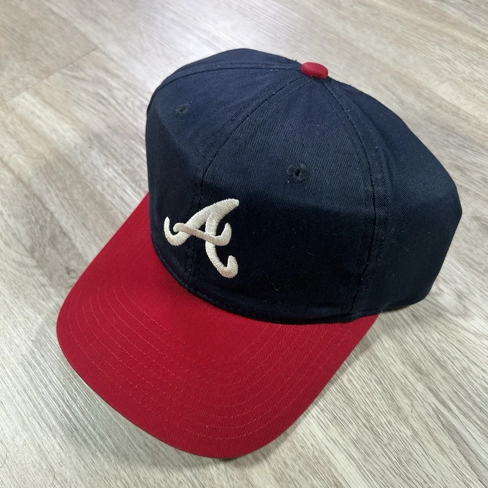 VTG Atlanta Braves Snapback Hat MLB Baseball Twins‎ Enterprise Blue Red Cap